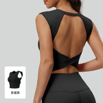 STOUREG Women's Sleeveless Twist Knot Yoga Top with Removable Bra Pads Hollow Out Breathable Sports Fitness Vest