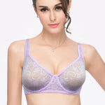 Plus Size Bras For Womens Underwear Underwired Lace Hollow Out Bra Embroidery Sexy Lingerie Brassiere BH Tops 5 Colors
