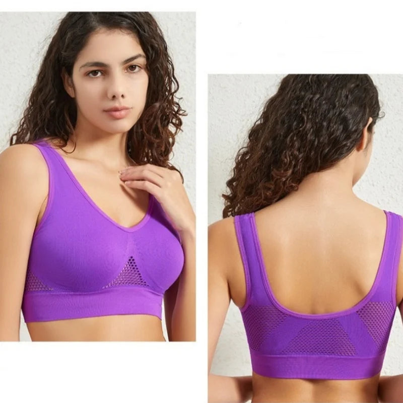 Women Mesh Panel Seamless Tank Bra Sports Wireless U Back V-Neck Vest Style Bralette Sexy Lingerie Multi Colors Intimates S-5XL