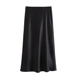Foridol Autumn Winter Burgundy Satin Skirt Women Party Silk Skirt High Waist Straight Long Faldas Mujer Christmas Skirt