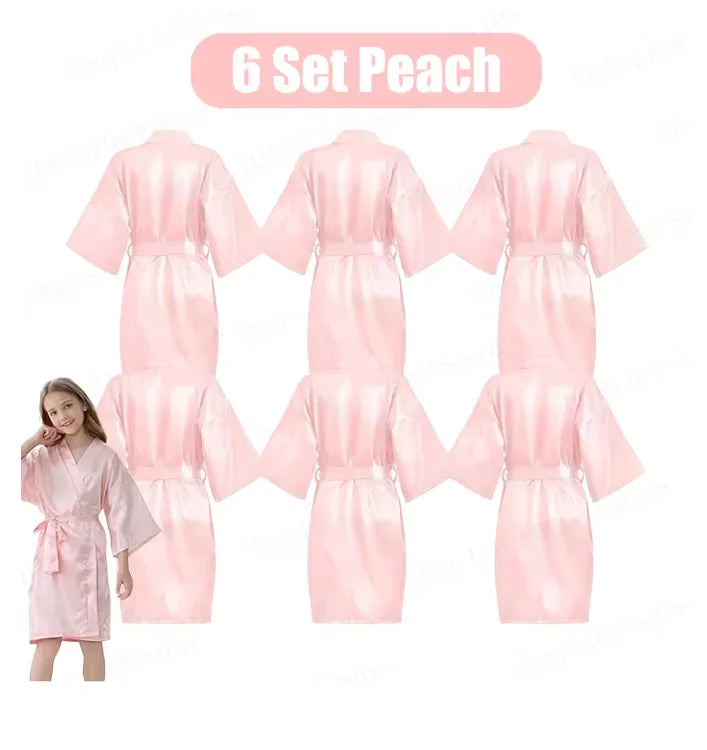 6-15Pcs Multicolors Spa Robes for Girls Spa Birthday Kimono for Girls Soft Silk Satin Slumber Sleepover Pyjama Party Supplies
