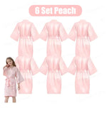 6-15Pcs Multicolors Spa Robes for Girls Spa Birthday Kimono for Girls Soft Silk Satin Slumber Sleepover Pyjama Party Supplies