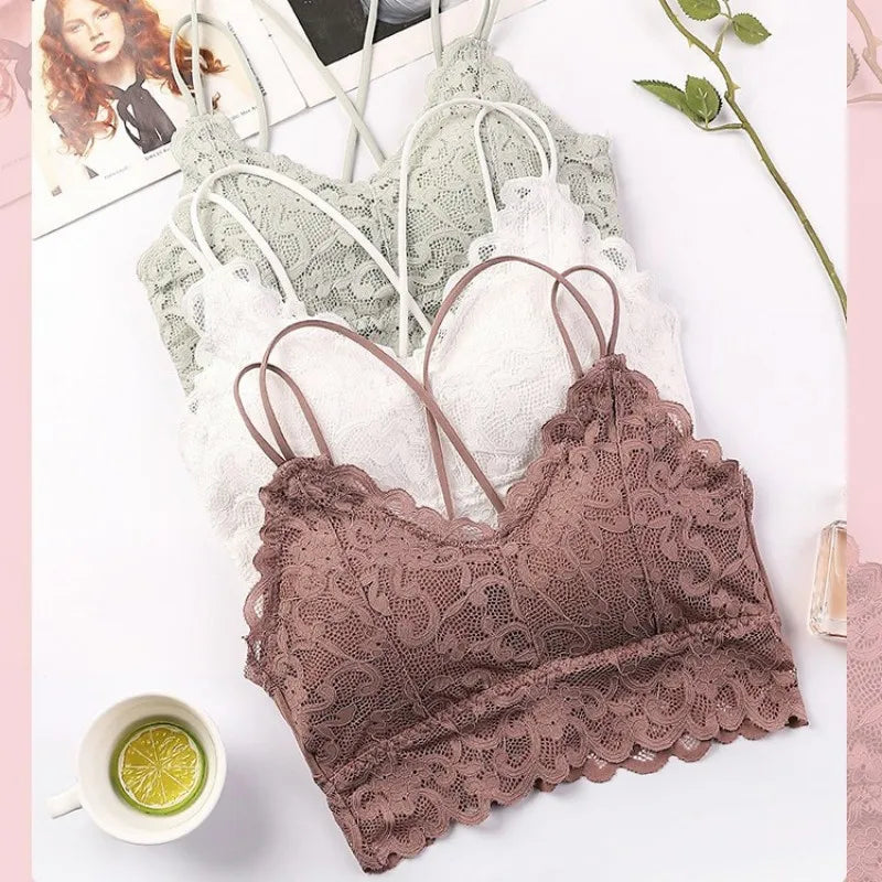 Women Lace Bras Sexy Bralette Solid Color Underwear Female Wireless Underwear Comfort Sexy Lingerie Seamless Push-Up Bra Padded