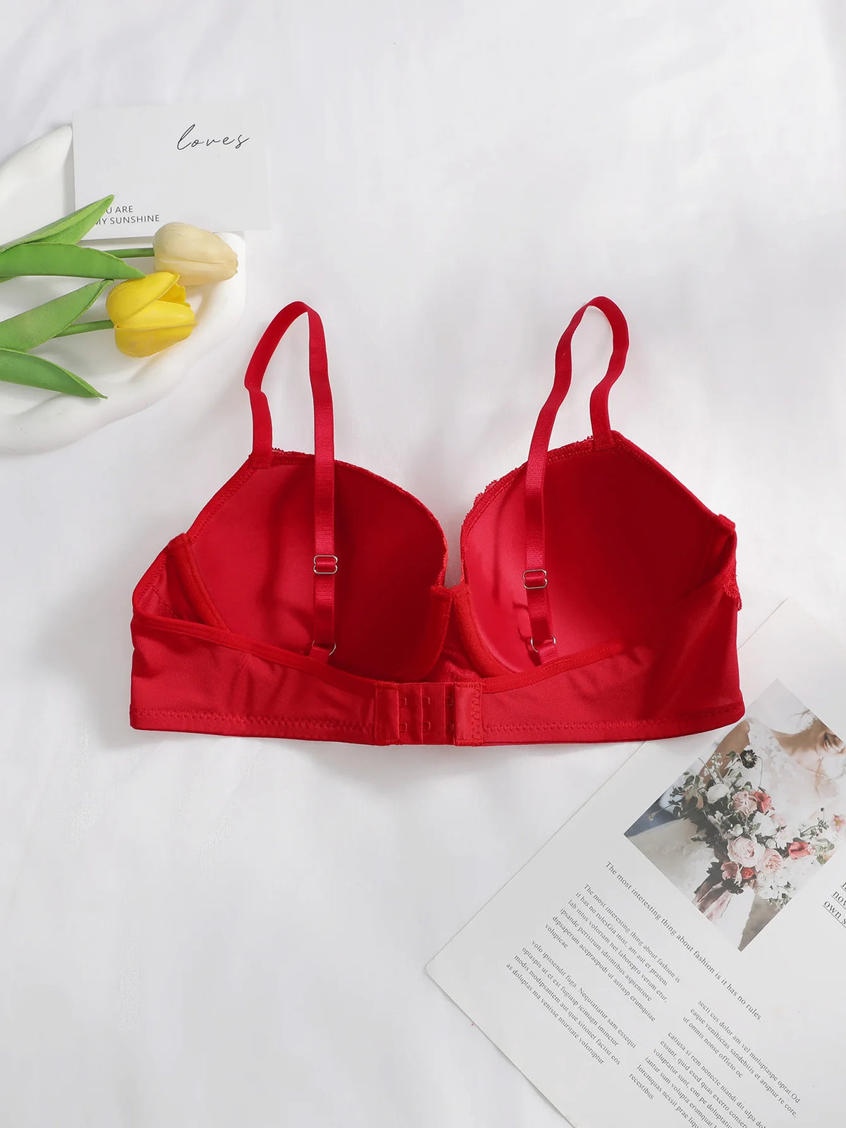 Hot selling Sexy Women's New Year bra lace gathering big red festive hot sexy lingerie Push Up brassiere J2475