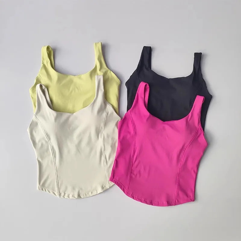 Women's fitness sports vest, camisole, beautiful back, running, shock-absorbing, gathering and slimming, naked feeling, worn ext