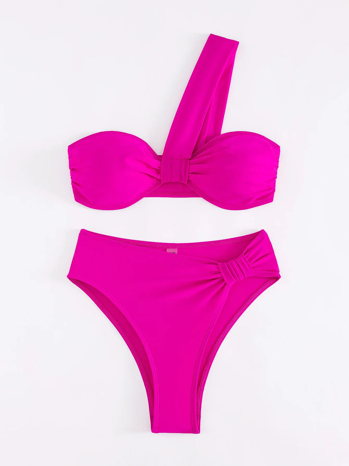 Sexy One Shoulder Bikinis Sets 2024 Women Black Push Up Pleate High Waist Swimsuit Beach Bathing Suit 2 Piece Swimwear Biquini