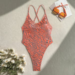Printed Extreme Mini Micro Thong Women Swimwear One Piece Swimsuit Female Cross Back High Cut Monokini Bather Bathing Suit Swim
