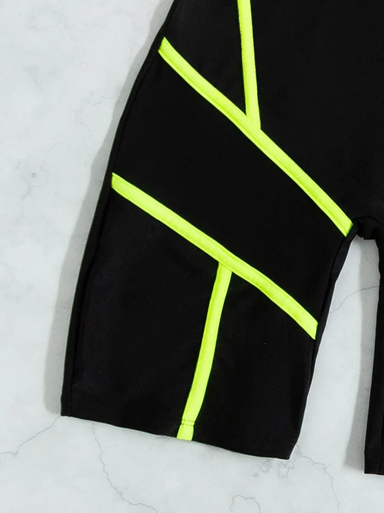 Zipper Mesh Surf One Piece Swimsuit Women Neon Green Solid Black Tummy Control Swimwear Beach Bathing Suit Swimming Set Monokini
