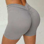 Sexy High-Waisted Yoga Shorts - Deep V Back Ruffled Booty Lift Women Tummy Control Workout Gym Peach Butt Fitness Shorts