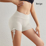 DIAS FIT JOY Women's Tight-Fitting Nylon Yoga Shorts Breathable Drawstring Sport Leggings Push-Up Short Tights for Yoga Pants