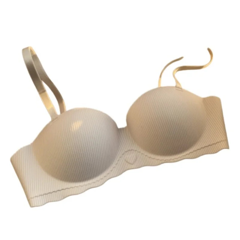 Women Push-Up Bra Demi Cup Underwear Heart Print Non-wired 1/2 Cup No Show Bras Sexy Lingerie Padded Thin Straps Brassiere S-XL