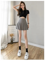 Mini Skirts Womens 2024 Summer Japanese School Pleated Skirts High Waist Kawaii Cute Pink Plaid Skirt Uniform Harajuku Jupe