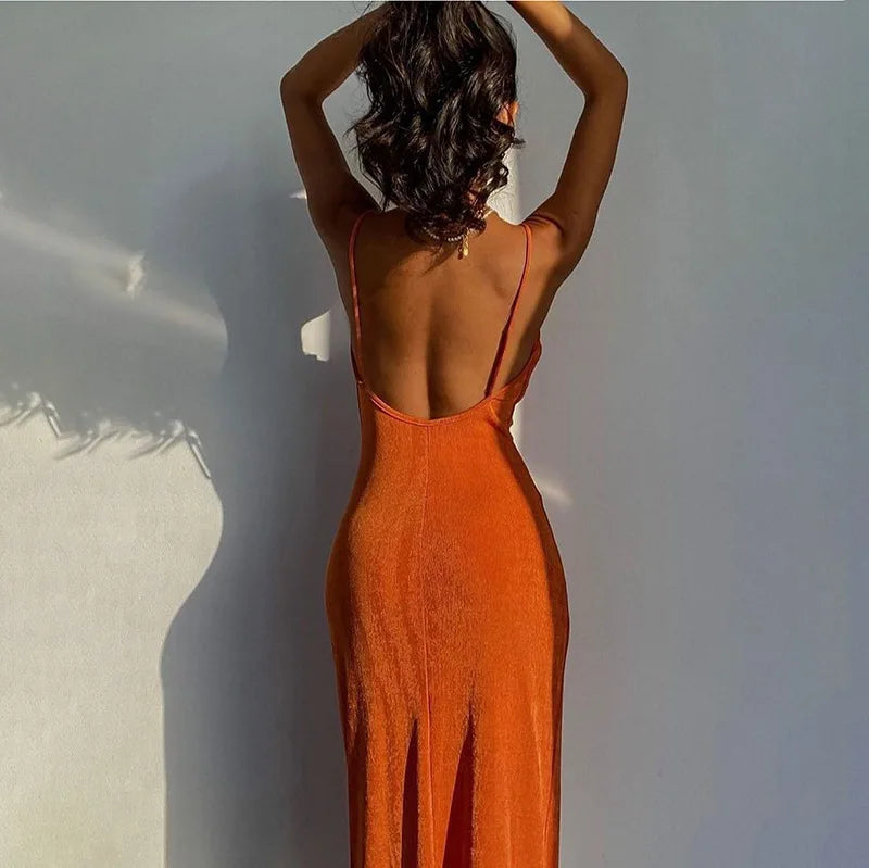 Elegant Sexy Evening Party Dress for Women 2022 New Midi Long Bodycon Slip Dresses Summer Thigh Split Vestidos De Fiesta
