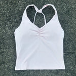 Solid Color Cross Back Tank Top Women Fitness Sport Bra Top Soft Tight Comprehensive Training Gym Yoga Underwear With Chest Pad