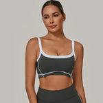 Women's Seamless Yoga Sports Bra with Pads Color-Blocked Cross Straps Beauty Back Running Gym Outdoor Workout Training Vest