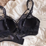 MOYISU Sexy French Lace Bralette Small Bust Cup Bra Set with Removable Straps & Push Up Pads, Soft Underwire Thin Girls Bra Top