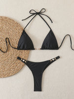 Triangle Halter Thong Bikinis 2026 Women Sexy Swimsuit Solid String Swimwear Female Bathers Bathing Swimming Swim Suit Beachwear