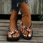 Luxury Crystal Butterfly Wedge Heel Flip Flops Women Fashion Clip Toe Thick Bottom Slippers Woman Summer Beach Non Slip Slides