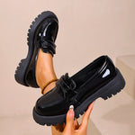 British Style Platform Loafers for Women Plus Size 43 Thick Heel Commute Work Shoes Ladies Comfort Thick Sole Pu Leather Shoes
