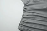 FDYOUI Women's V-neck Ruched Corset T-shirt Casual Sexy Short Sleeve Solid Crop Tops Tees 2026 Summer Female Tunics Slim T-shirt