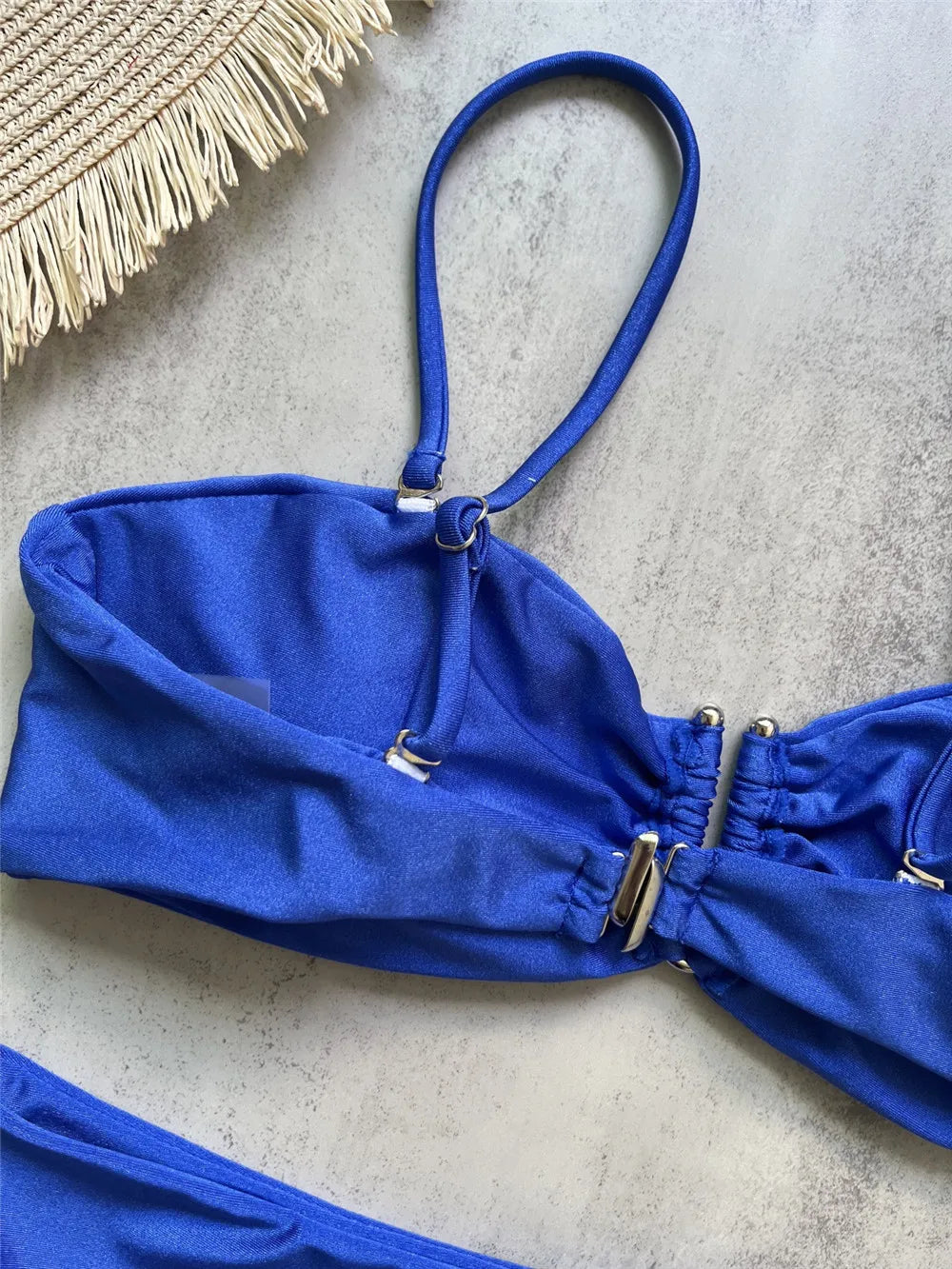 Brown Shiny U Shaped Bikini High Waist Sexy Swimsuit Women 2026 Wrinkled Solid Swimwears Bathing Suit Bandeau Bikinis Sets Mujer