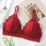 Women Lace Bralette Wirefree Sexy Lingerie Female Solid Color Brassiere Wireless Underwear V-Neck Push Up Bras For Women