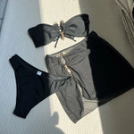 DEKA U Bandeau Bikinis Set Mujer Strapless Swimwear Sexy Women 3 Piece Swimsuit Bathing Suit Biquinis Brazilian Bikini