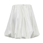 Elegant Female Casual Satin Mini Skirt Women Korean Fashion High Waist A-line Vintage White Balloon Skirt Sweet Women NTJ8