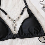 Bikini 2026 Sexy Crystal Diamond Hollow Vintage Solid Swimwear Swimsuit Women Bikinis Set Bathing Suit Beach Bikini Luxe Female