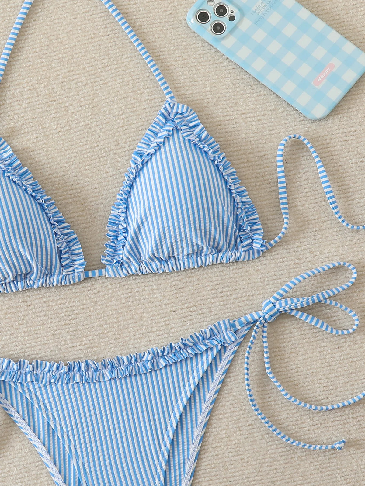 Halter Triangle String Bikinis 2026 Women Sexy Striped Swimsuit RuffleSwimwear Female Bathers Bathing Swimming Swim Suit