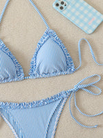 Halter Triangle String Bikinis 2026 Women Sexy Striped Swimsuit RuffleSwimwear Female Bathers Bathing Swimming Swim Suit