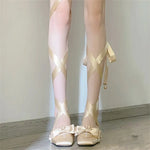 Brand New Vintage y2k Square Toe Mules Pumps Gothic Ruffles Lolita Bow-knot Block Heels Ribbon Tie Ballet Shoes Women