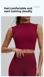 Women's Yoga Tank Top Highly Stretchy, Slightly High-Neck Sports Bra with Built-In Cups Lifts and Shapes The Bust Sexy Fitness