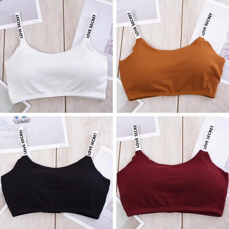 Cotton Bras For Women Nonwire Bra Tube Top Seamless Underwear Letter Strap Soft Bra Removable Pads Sexy Lingerie