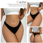 4PCS Women Seamless Thong Cotton Thin Strap Low Waist High Flexibility Panties Sexy Underwear Ladies Briefs T-back Soft Women