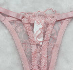 sexy lingerie embroidered see-through mesh bra with underwire four-piece set