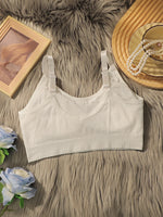 Women Ribbed U-Neck Cami Bra Adjustable Strap Padded Sports Bra Seamless Wireless Yoga Tank Top Comfort Daily Layering Lingerie