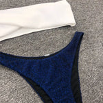 New Sexy Bandeau Shiny Glitter Bikini Women Swimwear Female Swimsuit Two-Pieces Bikini Set Bather Bathing Suit Swim Lady V1109