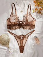 Valentine's Day Ladies Black Forest Wave Lace Sexy Underwear Set Romantic Floral Trim Bustier Nightgown for Women