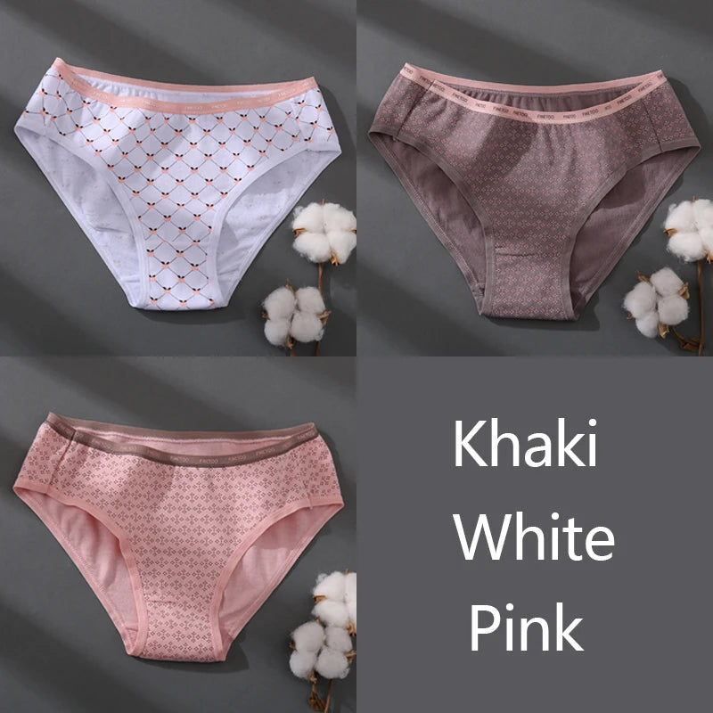 Women Printing Floral Panties 3Pcs/set Low-Rise Cotton Briefs Female Comfortable Underwear Female Soft Panties Lingerie M-2XL