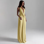 Temperament Halter Neck Party Dresses Women Sexy Deep V-neck Backless Package Hip Slit Dress Hot Girls Club Banquet Vestidos