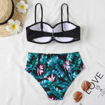 Print Bandeau Bikini Swimsuit Women Push Up Bikini Set Swimwear Female High Waisted Bathing Suit Beach Wear Brazilian Biquini