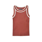 Slim-fit Color-blocked Sleeveless Tank Top For Women Spring Round-neck Slim-fit Hot Girl Knit Short Top Casual Style 77RB