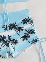 Women's Bathing Suits Two Piece Coconut Tree Print Tankini Swimsuit Woman Summer Sexy Beach Wear Separate Swimwear Female Shorts
