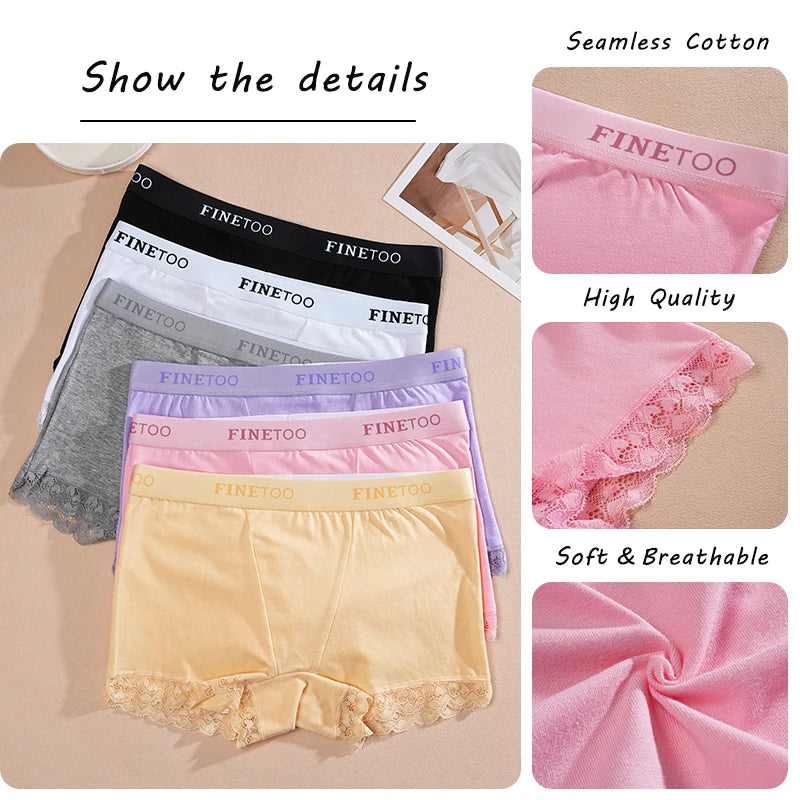 Women's Cotton Lace Boyshorts Sexy Letter Belt Breathable Boxer Panties High Waist Stretch Briefs Comfortable Sport Shorts S-XXL