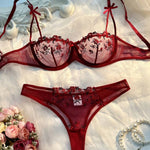 New Pink Bra Women Lingerie Set Ladies Embroidery Floral Bras Underwear Sets