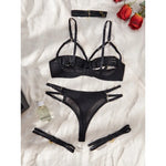 Toucheart Hollow Out 4-piece Sexys Set Transparent Lingerie For Women Underwear See Through Lingerie Sets Female Sexy Costumes