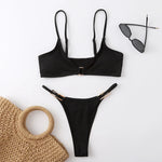 11 Colors Sexy Ribbed High Cut Bikini Women Swimwear Female Swimsuit Two-piece Bikini Padded set Bather Bathing Suit Swim V7111B