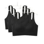 3Pcs/Set Women Seamless V-Neck Bra Plus Size Support Ribbed Bras Sexy Lingerie Detachable Bust Pads Comfort Intimates M-4XL
