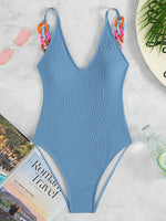 3 Colors Sexy One Piece Swimsuit Swimwear Women Deep V-neck Colorful Chain Solid Bathing Suit Beachwear 2026 New Bikinis Mujer